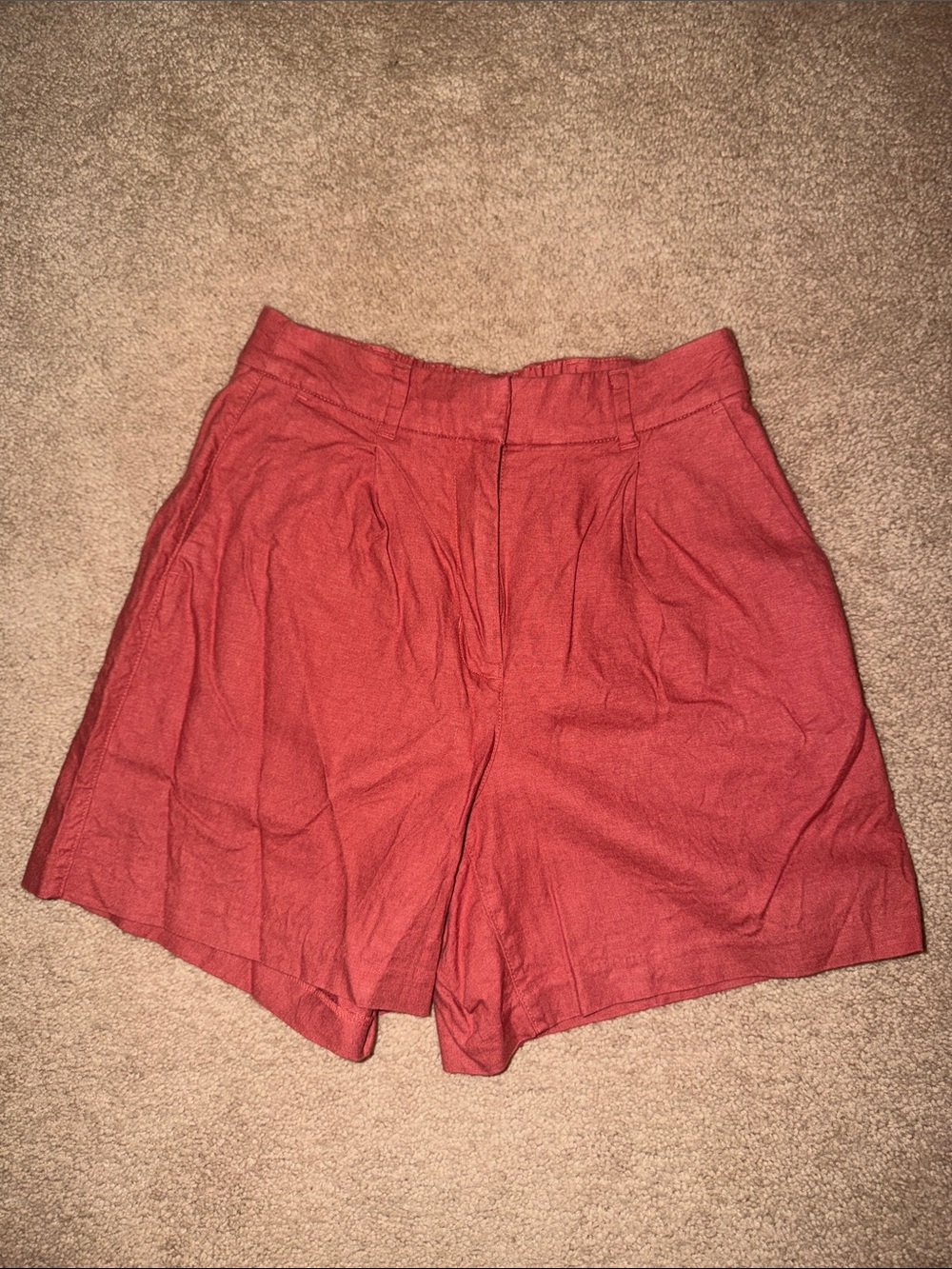 Old Navy Rust Red High-Waist Pleated Women’s Shorts